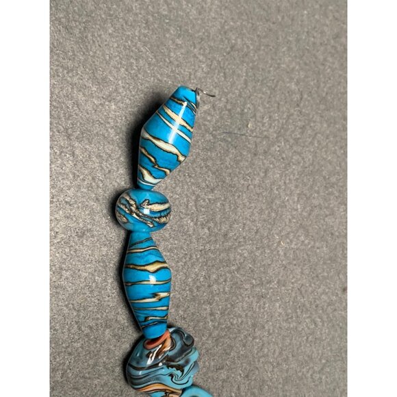 Handmade Blue & Teal Lampwork Glass Beads Assorted Set of 10 - Picture 6 of 7